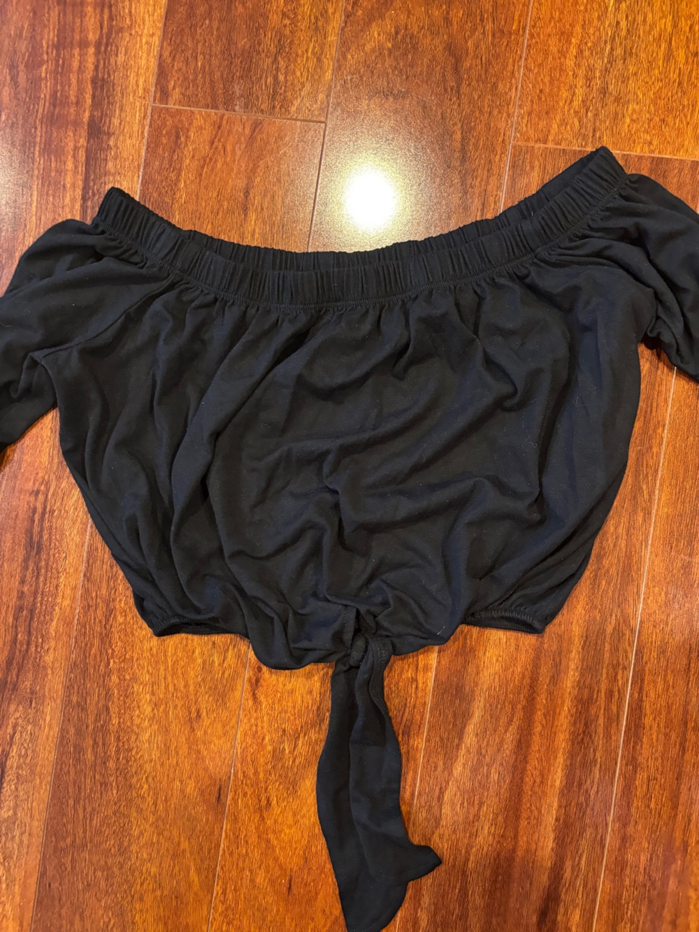 Urban Heritage Black Off-Shoulder Tie-Front Crop Top